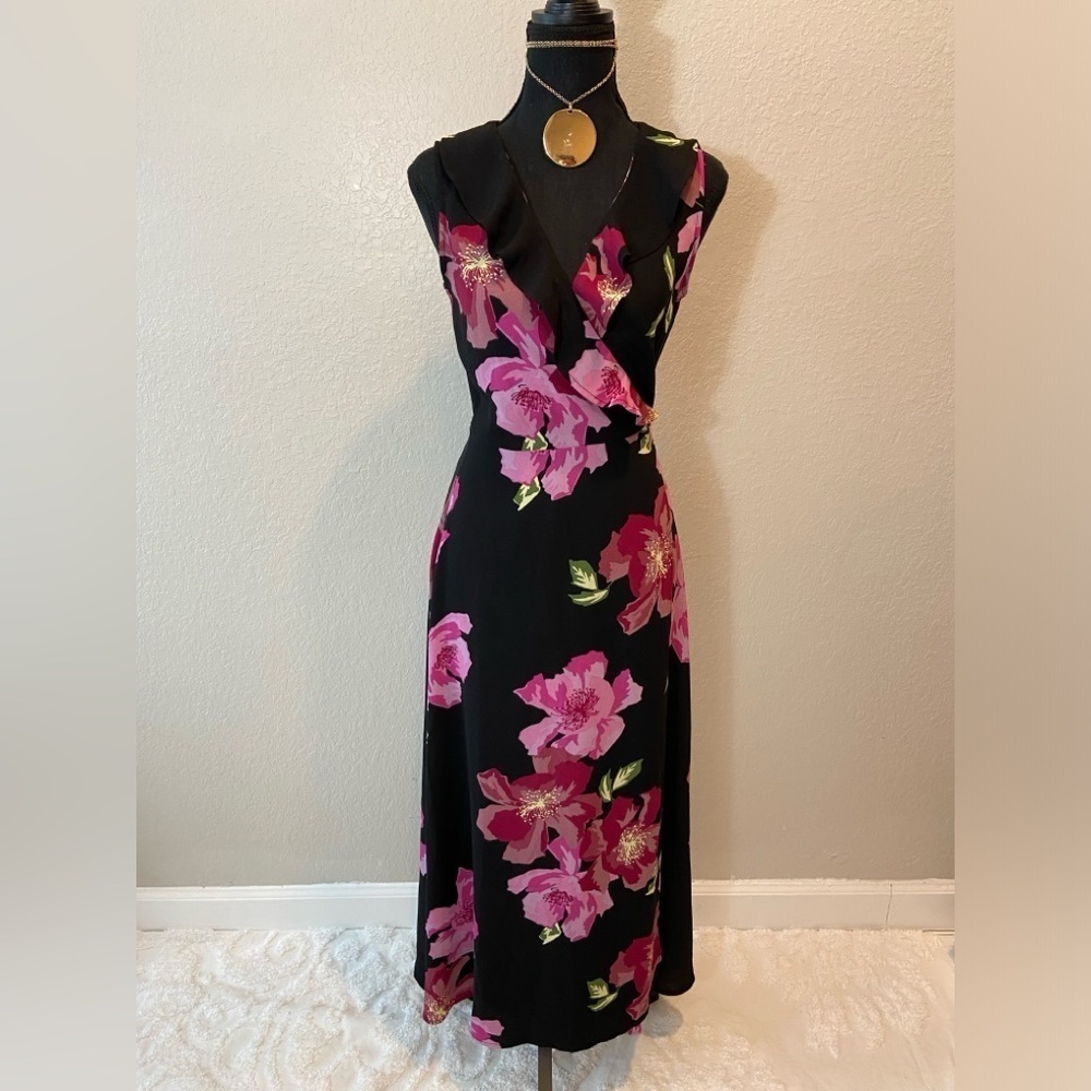 LEITH Women's Maxi Floral Wrap Dress Sz XS Dark Fairy Core Hyperfeminine Sexy